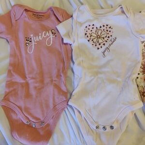 Juicy Couture Pink and White Bodysuit Duo complete w/matching hat